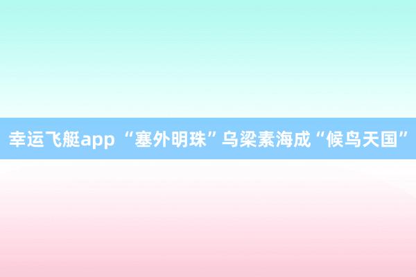 幸运飞艇app “塞外明珠”乌梁素海成“候鸟天国”