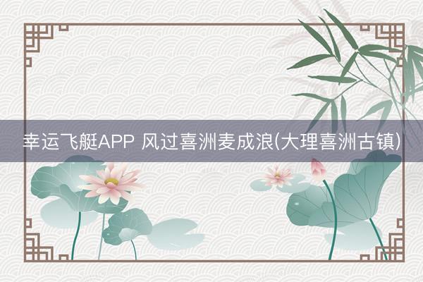 幸运飞艇APP 风过喜洲麦成浪(大理喜洲古镇)