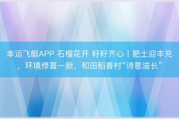 幸运飞艇APP 石榴花开 籽籽齐心丨肥土迎丰充，环境修葺一新，和田稻香村“诗意滋长”