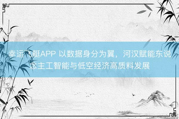 幸运飞艇APP 以数据身分为翼,河汉赋能东说念主工智能与低空经济高质料发展